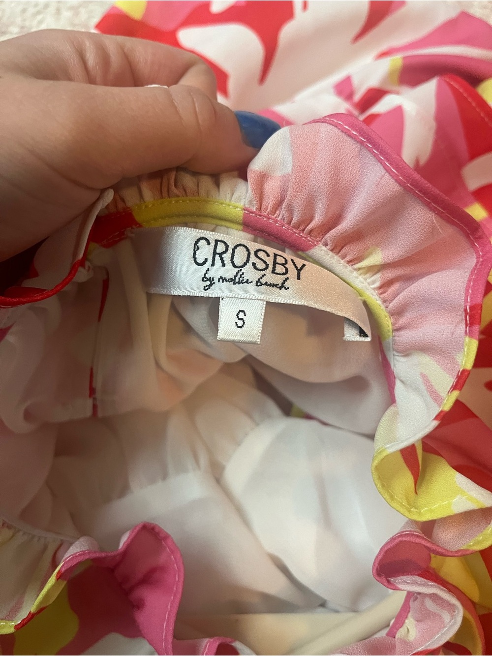 Crosby By Mollie Burch Pink, Yellow & White Abstract Tiered Dress! - Picture 2 of 2